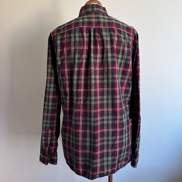 Burton -  Burgundy and Kaki Checkered Long Sleeve Button Down Shirt - Picture 6 of 10